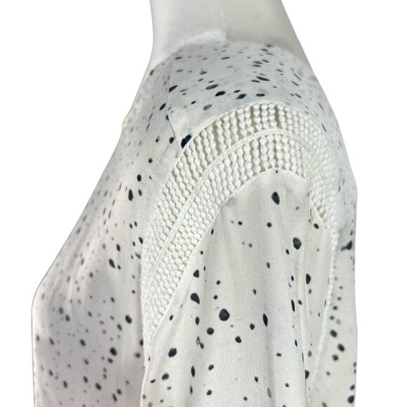 IRO Silk Medium Blouse Women's Sz 4-6 White w Black Abstract Dots Gwen Size 36 F - Picture 4 of 14